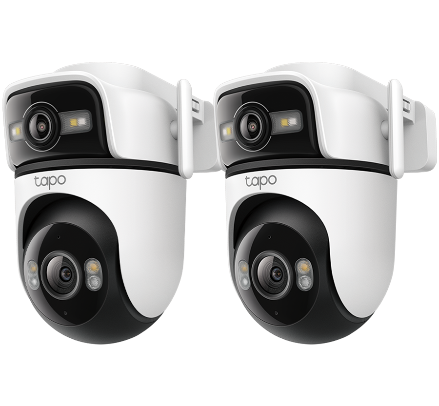TAPO C545D Outdoor Dual Lens Pan/Tilt Security Camera, Double 2K View, Dynamic Dual Tracking, Color Night Vision, Built-in Microphone and Speaker