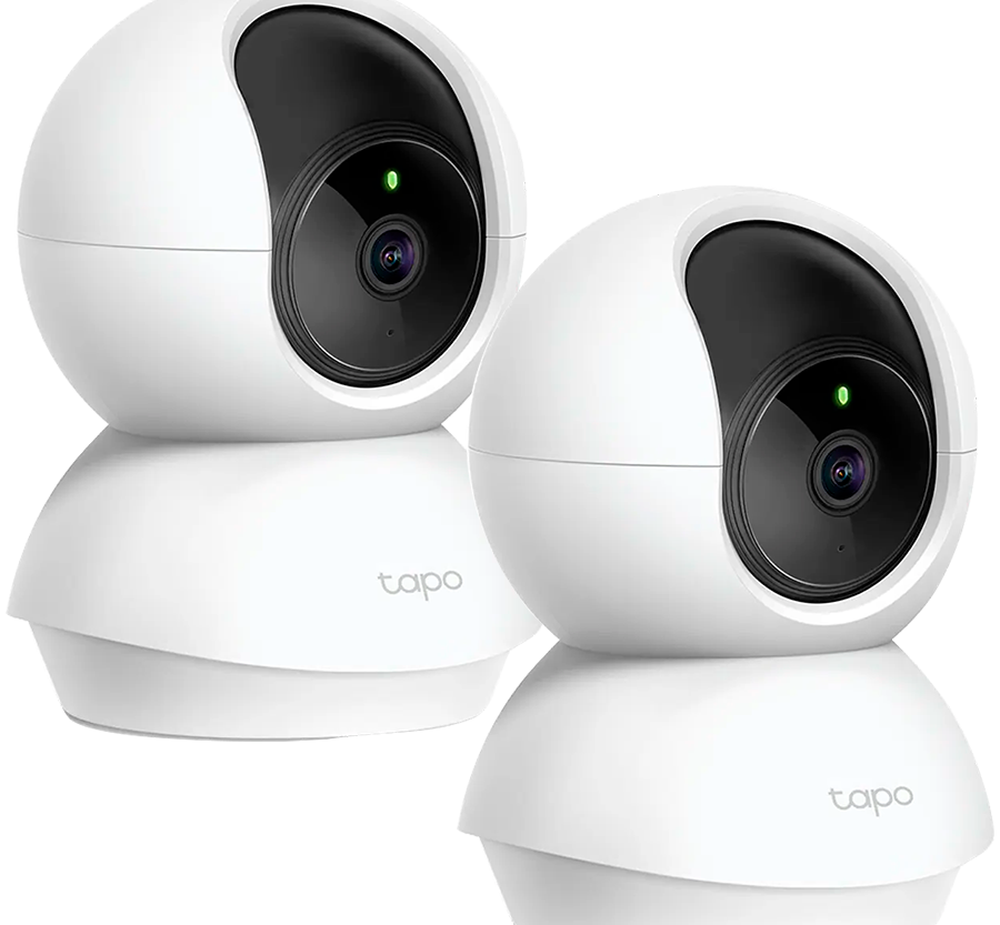 Tapo C2 Pan/Tilt Home Security Wi-Fi Camera, 2-Pack, 1080p, 2.4 GHz, Horizon.360o, Motion Detection and Notifications, Sound and Light Alarm, Remote Control, Two-Way Audio, Voice Control (Works with Google Assistant and Alexa)