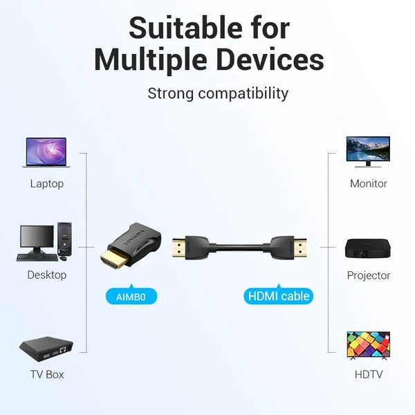 Alternative view of Vention HDMI muško-ženski adapter crni