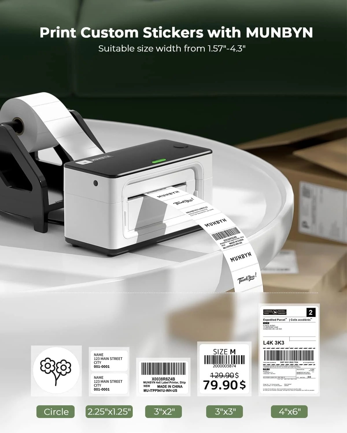 Termalni printer za naljepnice MUNBYN ITPP941B,
108mm, termalni, Bluetooth, USB, bijeli