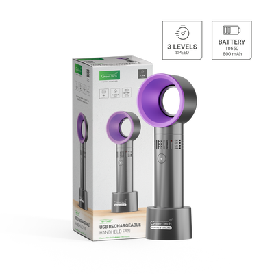 Prijenosni ventilator Green Tech, 1.9W, ljubičasti, sa USB punjenjem
