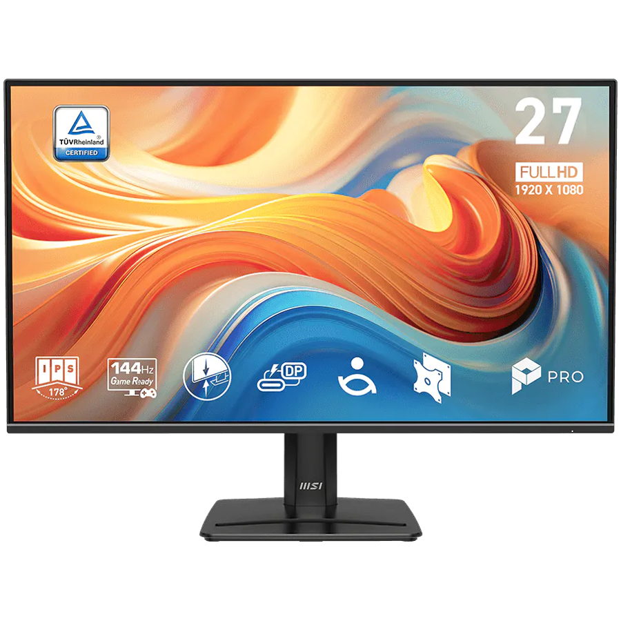 Monitor MSI 27" PRO MP272 E14C, IPS, IPS, 1920 x 1080 (FHD), 144Hz, 300nits, 1ms, 1x HDMI, 1x Type C (DP alt), Speakers, Tilt, VESA