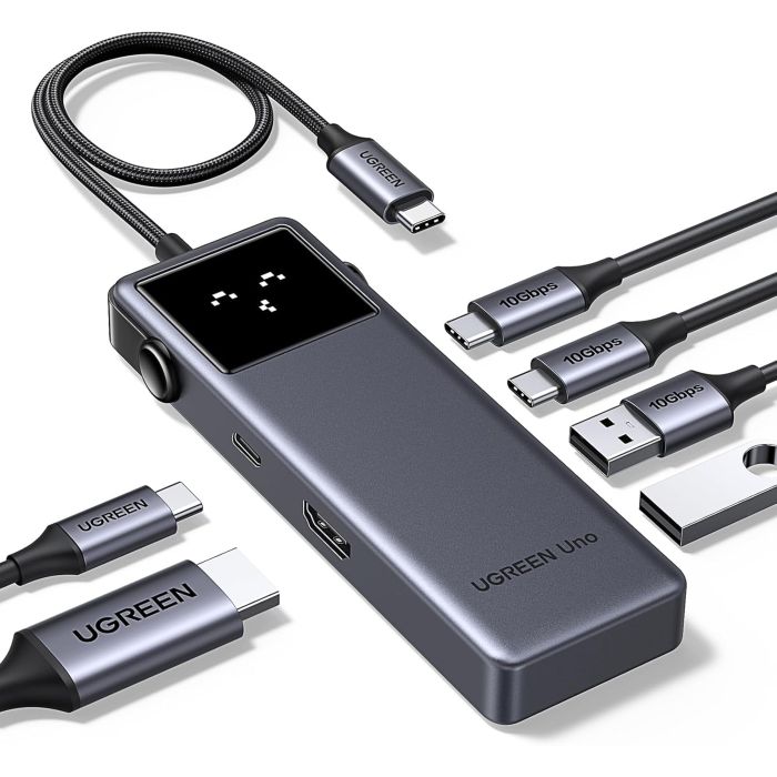 Alternative view of Ugreen Uno 6u1 USB-C hub s 10Gbps USB-C  i USB-A i 4K@60Hz HDMI izlazima