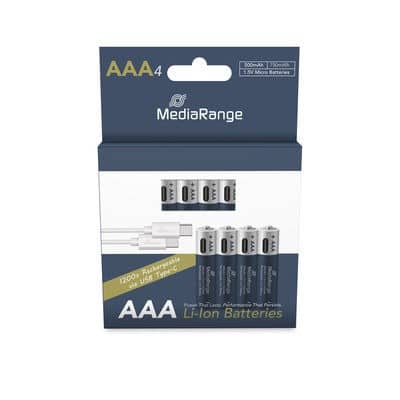 Alternative view of Baterija AA MediaRange punjive AAA USB-C USB-C Li-Ion 1.5V I 500mAh, 4-Pack, MRBAT160
