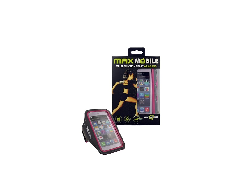 Torbica za mobitel univerzalna XXL Armband Lycra Max Mobile sivo-roza za Samsung S8/iPhone 8