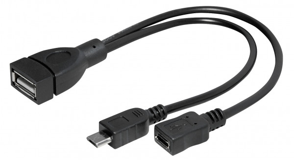 Transmedia Micro-B (M) + Micro-B (F) na USB-A (F) 0.2m