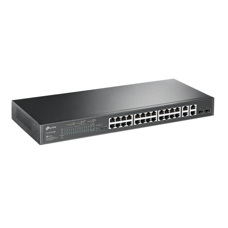 TP-Link Omada JetStream 24-Port PoE+ Smart preklopnik (Switch), 24×10/100M, 2×G-LAN, 2×G SFP, 1U 19" rackmount (250W)