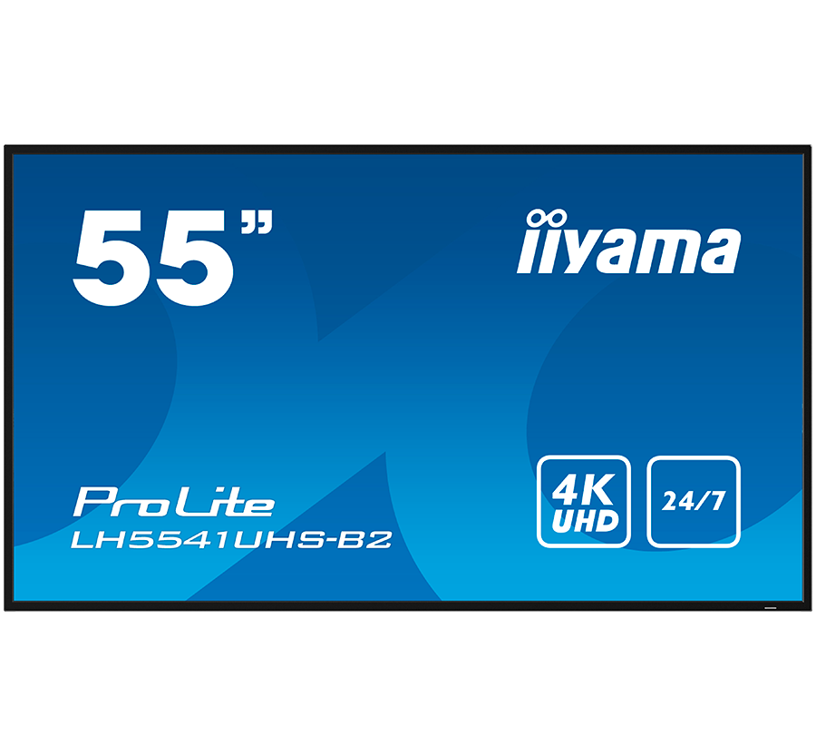 IIYAMA LFD LH5541UHS-B2 55" Professional Digital Signage display with 4K UHD resolution and 24/7 operating time 500 cd/m2  1200:1 8ms landscape, portrait