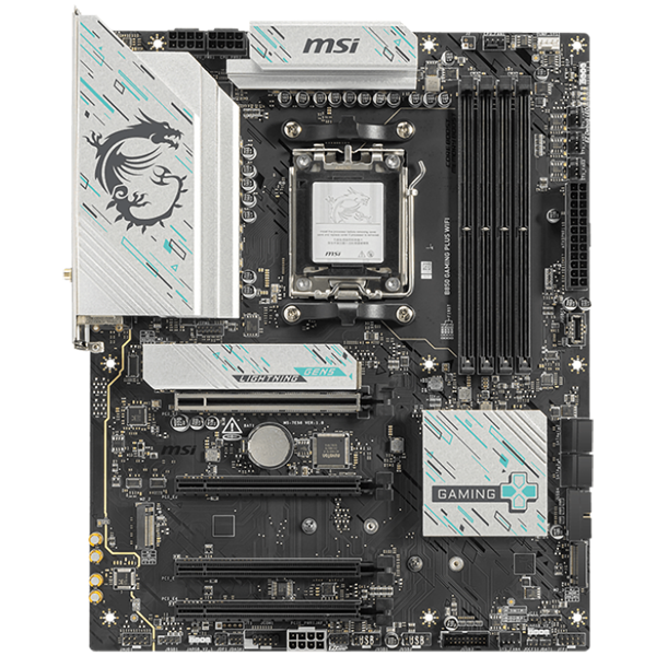 Alternative view of MSI B850 GAMING PLUS WIFI Motherboard, ATX - Supports AMD Ryzen 9000/8000 / 7000 Processors, AM5 - DDR5 Memory Boost 8200+ MT/s (OC), PCIe 5.0 x16 & 4.0 x16, M.2 Gen5, Wi-Fi 7, 5G LAN