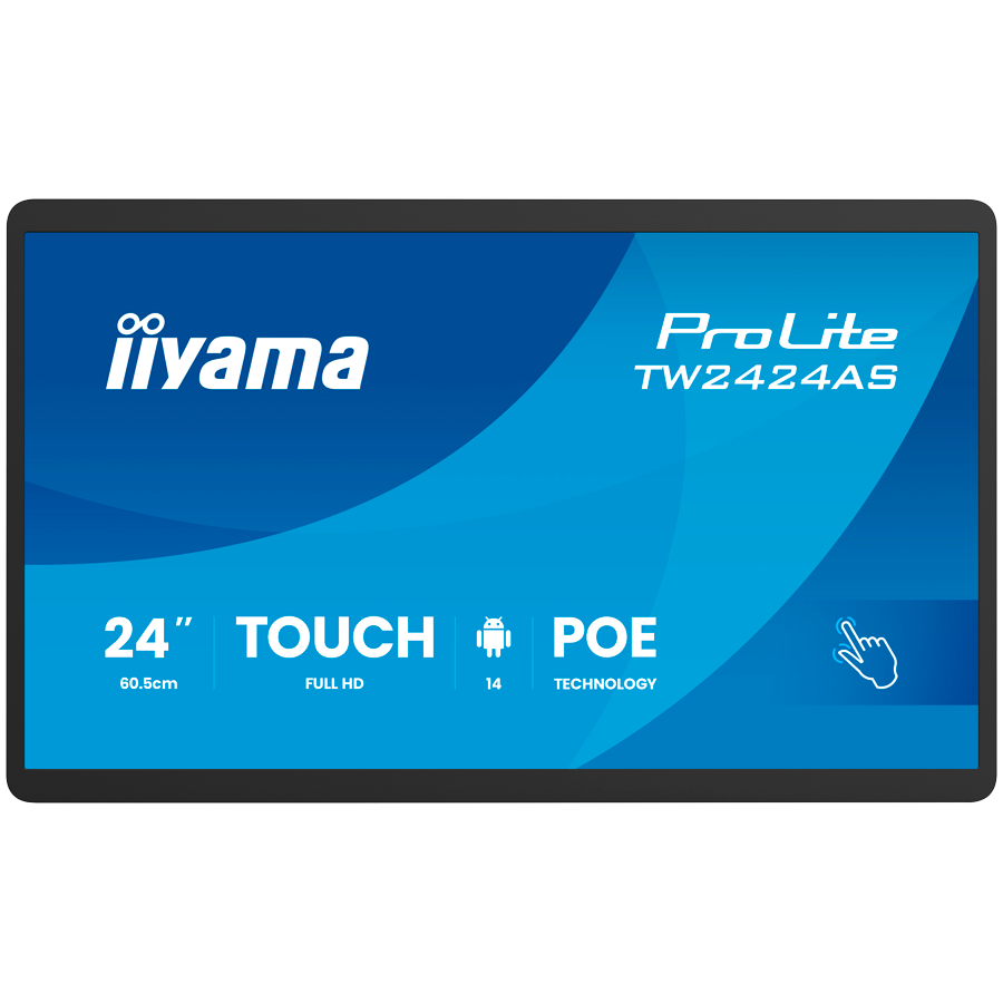 Iiyama DS Monitor TW2424AS-B3P 24" Full HD In-cell PCAP 10pt interactive Touch Panel PC with Android OS, IPS panel technology, anti glare coating, PoE Technology and iiSignage Microteam