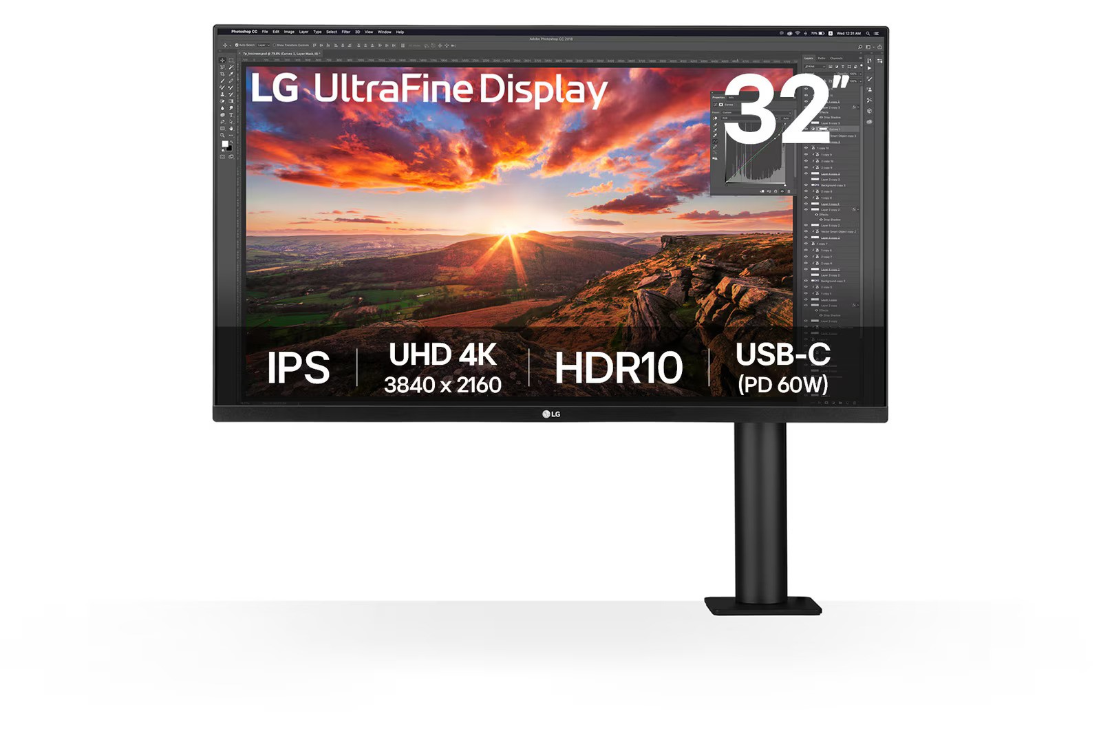 LG 32UN880K 31,5" UHD IPS 60Hz,HDMI, DP,USB-C,ergo