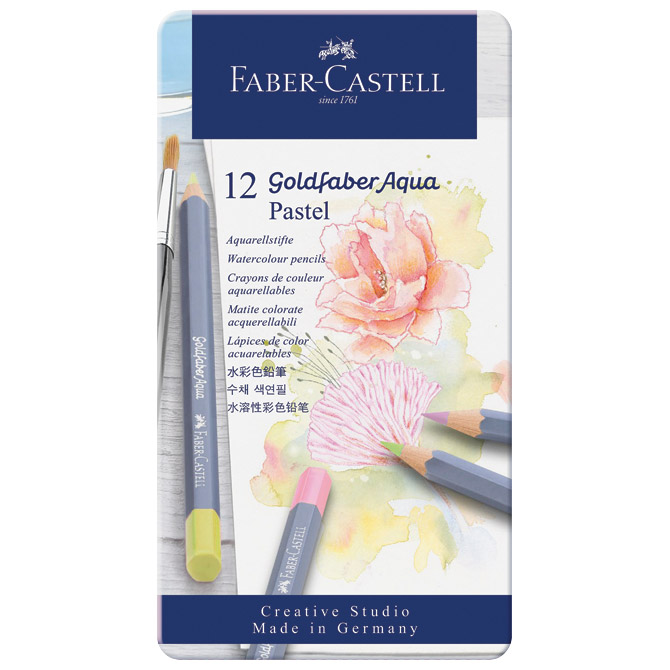 Boje drvene-vodene  12boja metalna kutija Goldfaber Aqua Faber-Castell 114622 pastelne