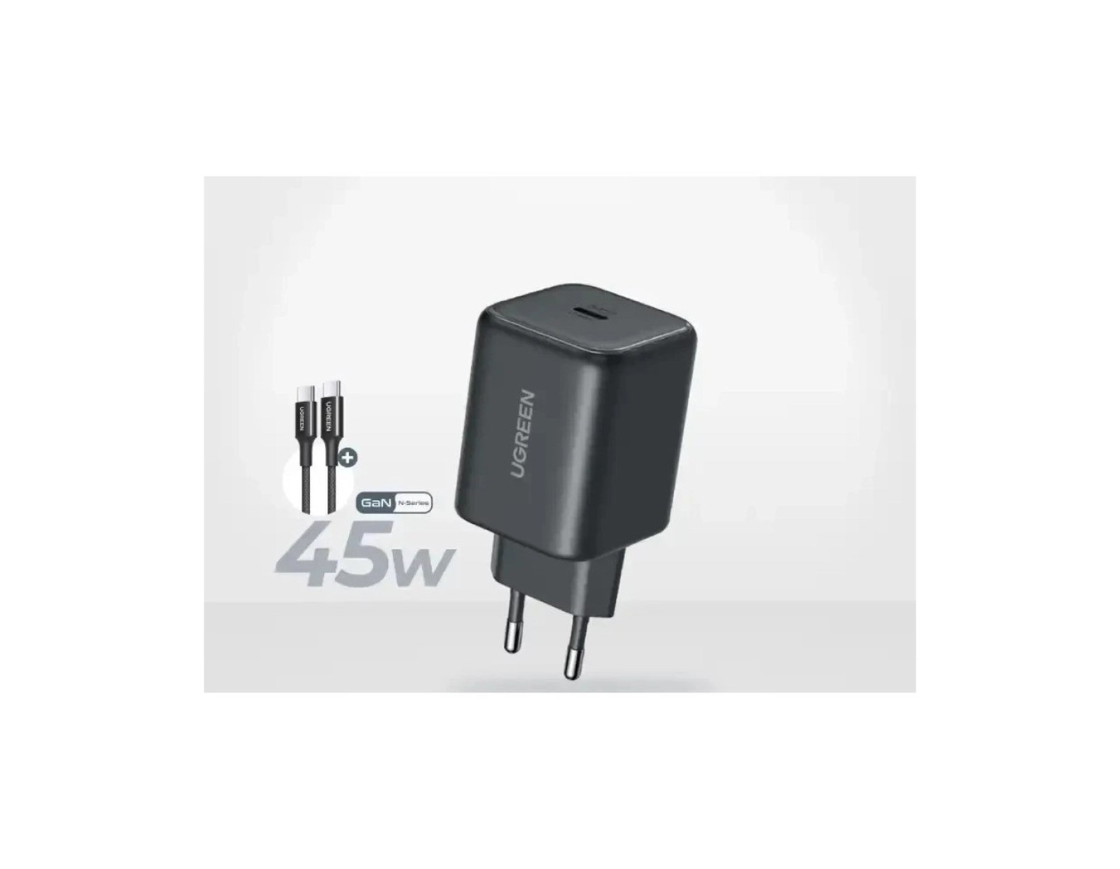 UGREEN 45W zidni punjač, USB-C GaN, Quick Charge, crni