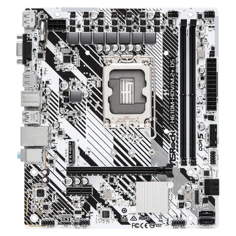 ASRock MB H610M-HDV/M.2+, S.1700, 2xDDR5/5600MHz, PCIe 4.0, G-LAN, USB-C, VGA/DP/HDMI, mATX