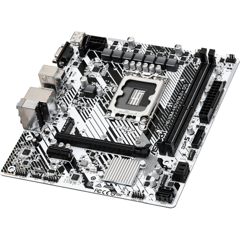Alternative view of ASRock MB H610M-HDV/M.2+, S.1700, 2xDDR5/5600MHz, PCIe 4.0, G-LAN, USB-C, VGA/DP/HDMI, mATX
