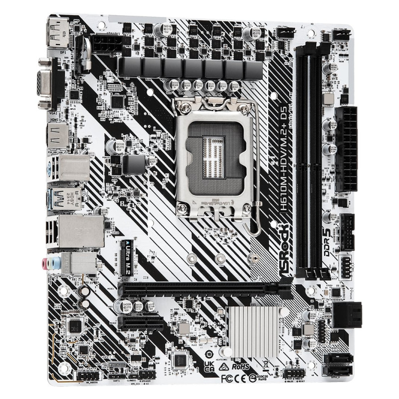 ASRock MB H610M-HDV/M.2+, S.1700, 2xDDR5/5600MHz, PCIe 4.0, G-LAN, USB-C, VGA/DP/HDMI, mATX - Slika 3