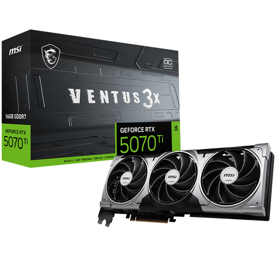 MSI Ventus GeForce RTX 5070 Ti 16GB GDDR7 PCI Express 5.0 Graphics Card RTX 5070 TI 16G VENTUS 3X OC