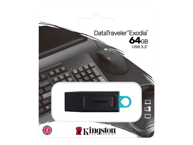 KINGSTON 64GB USB3.2 Gen1 DT Bk+Teal