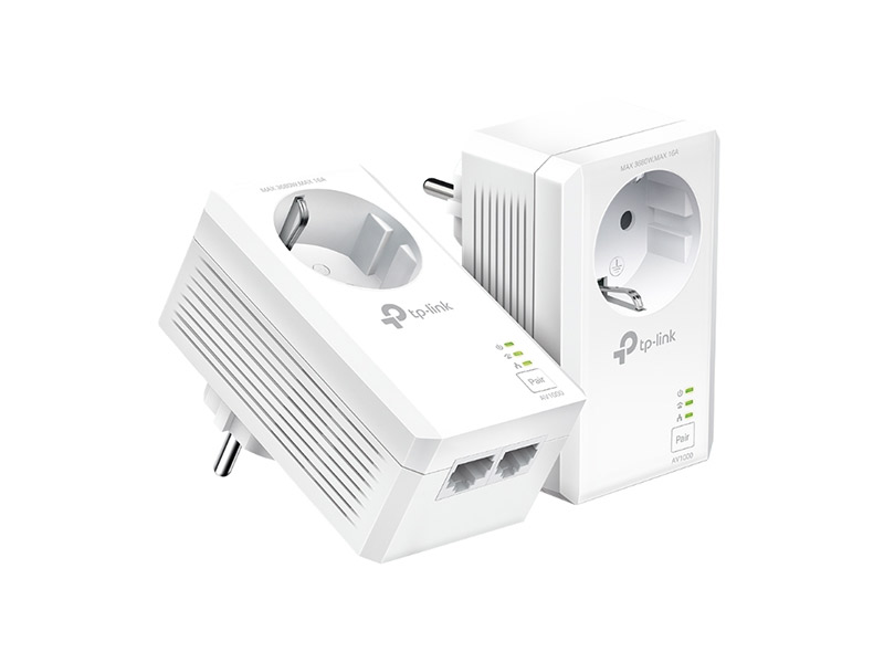 TP-Link AV1000 Powerline Gigabit mrežni adapter, 1000Mbps, dodatna strujna utičnica, 2×G-LAN, (duplo pakiranje)