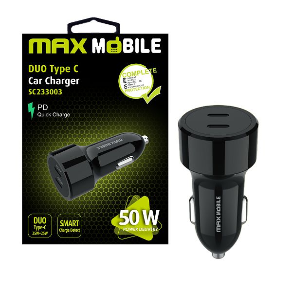 Alternative view of Max Mobile Auto adapter DP QC 3.0 Duo Type C SC-233003, 50W Quick Charge crni
