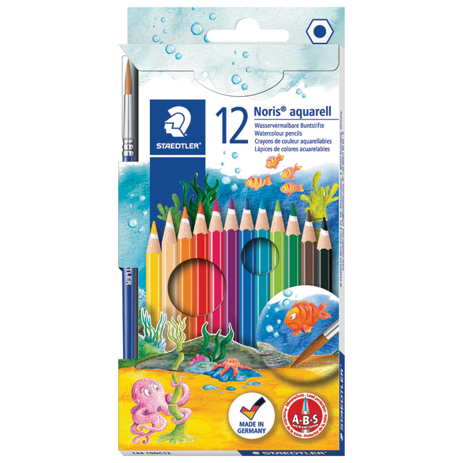 Boje drvene-vodene  12boja+kist Noris Aquarell Staedtler 144 10NC12 blister