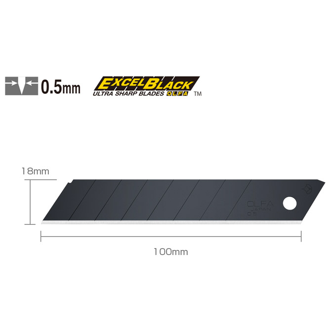 Nož za skalpel 18 mm pk10 Olfa LBB-10B crni blister