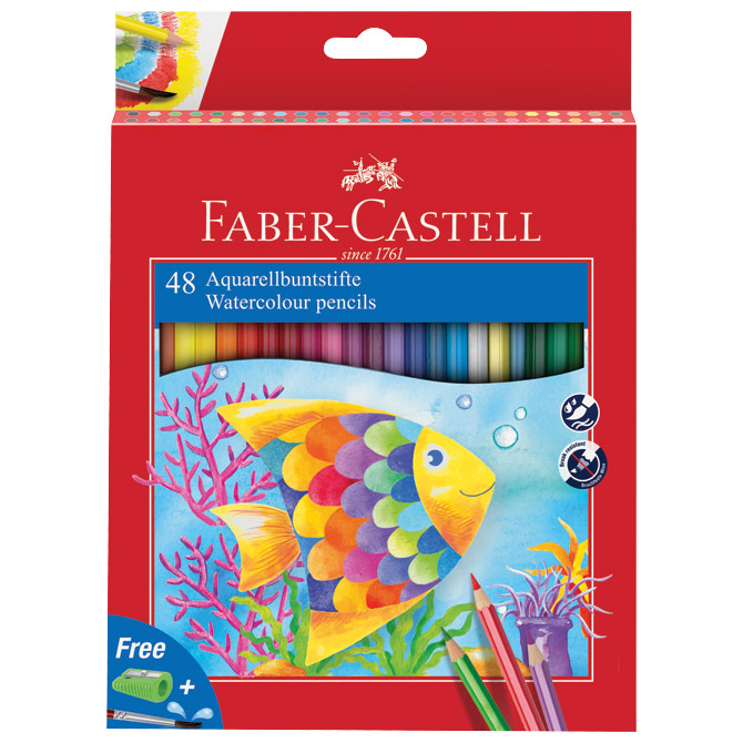 Boje drvene-vodene  48boja+kist+šiljilo Aquarell Faber Castell 114448 blister