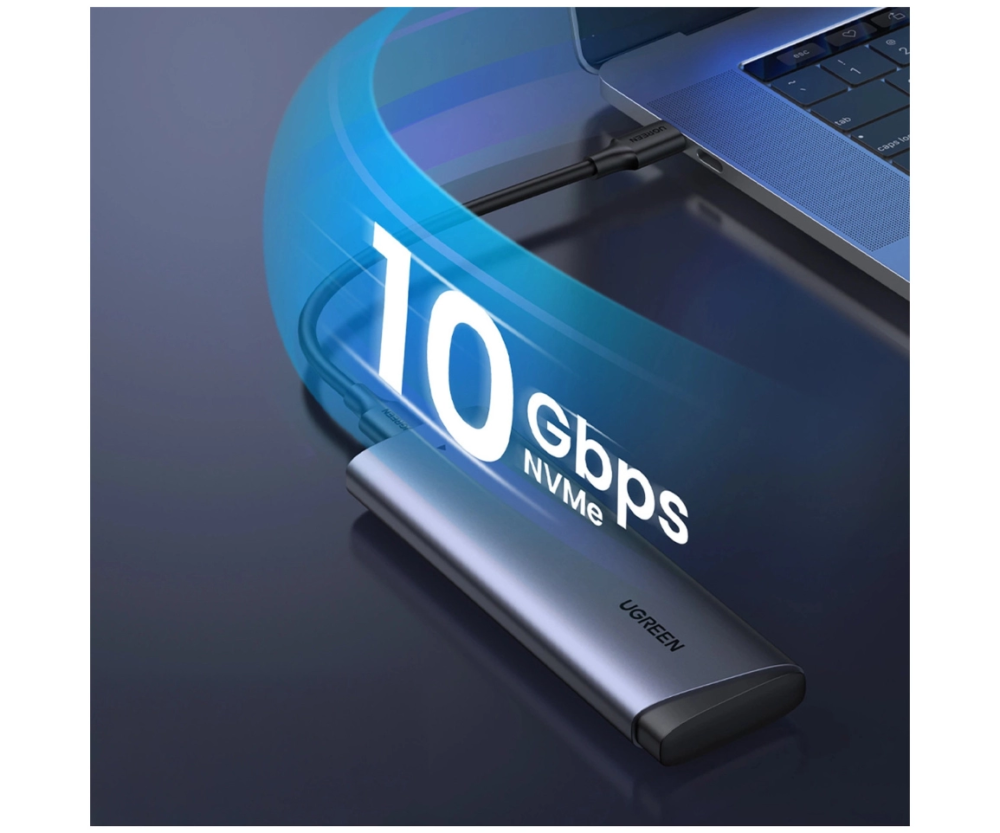UGREEN vanjsko kućište CM767, SSD M.2 2230-2280 B&M-Key, NVMe, USB C 3.2, 10 Gbps, srebrno
