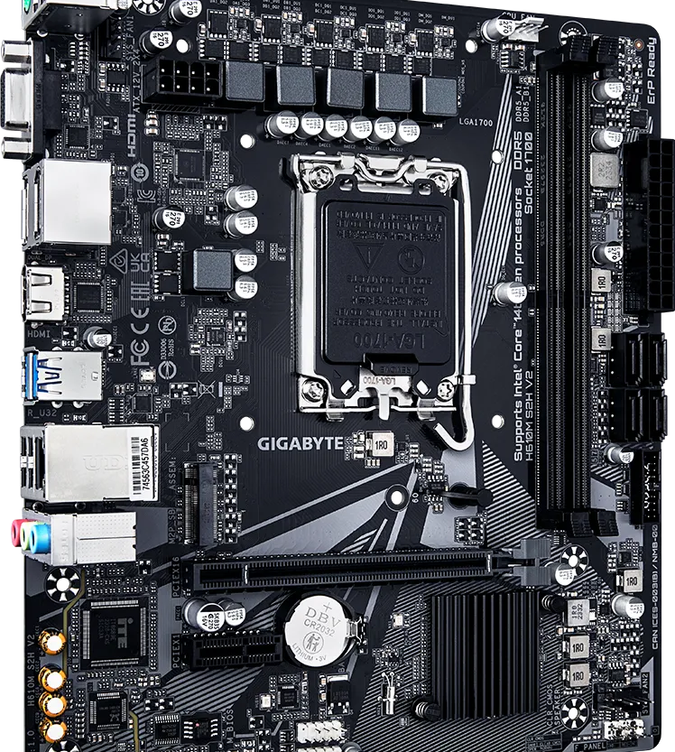 Alternative view of Gigabyte MB H610M S2H V2, S.1700, 2xDDR5/5600, PCIe 4.0, G-LAN, VGA/HDMI/2xDP, mATX