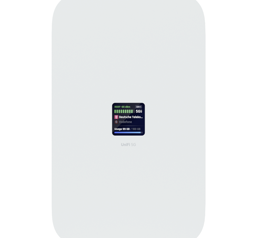 Ubiquiti UniFi U5G-Max high-performance 5G (3.4 Gbps) modem for any Unifi deployment. Instantly adopt through any UniFi PoE port, it delivers automatic setup, dual SIM/eSIM, and seamless failover