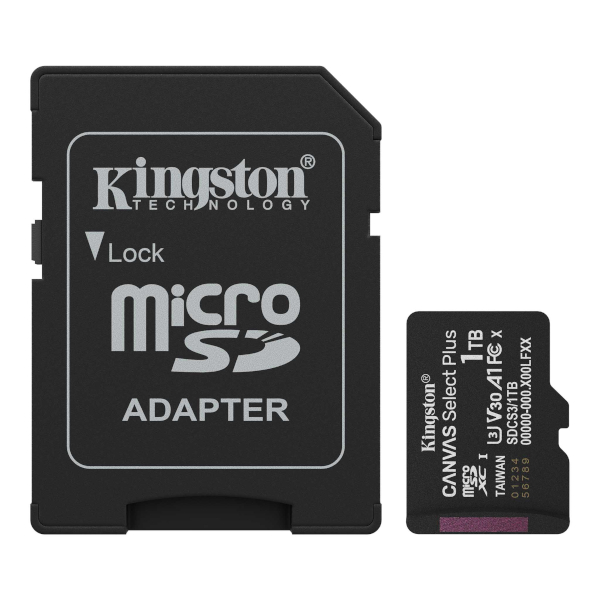 Kingston microSD, Canvas Select Plus, R150, 1TB